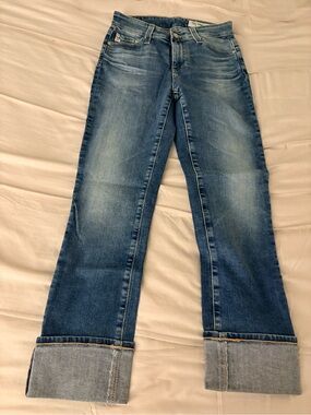 Cuffed Straight-Leg AG Adriano Goldschmied Jeans